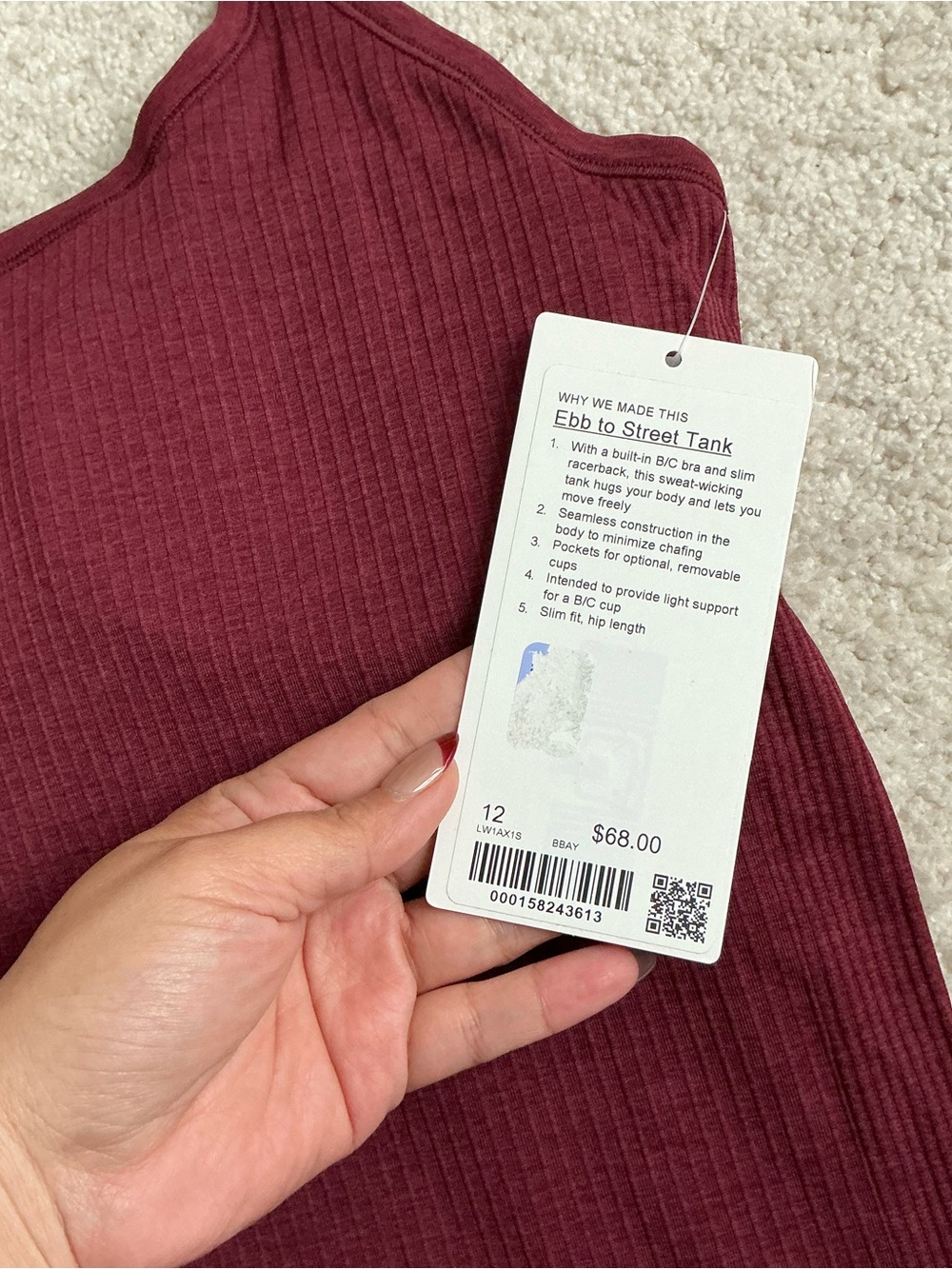 lululemon athletica ebb to streetRibbed Racerback Tank Top in Deep Wine - Picture 2 of 3